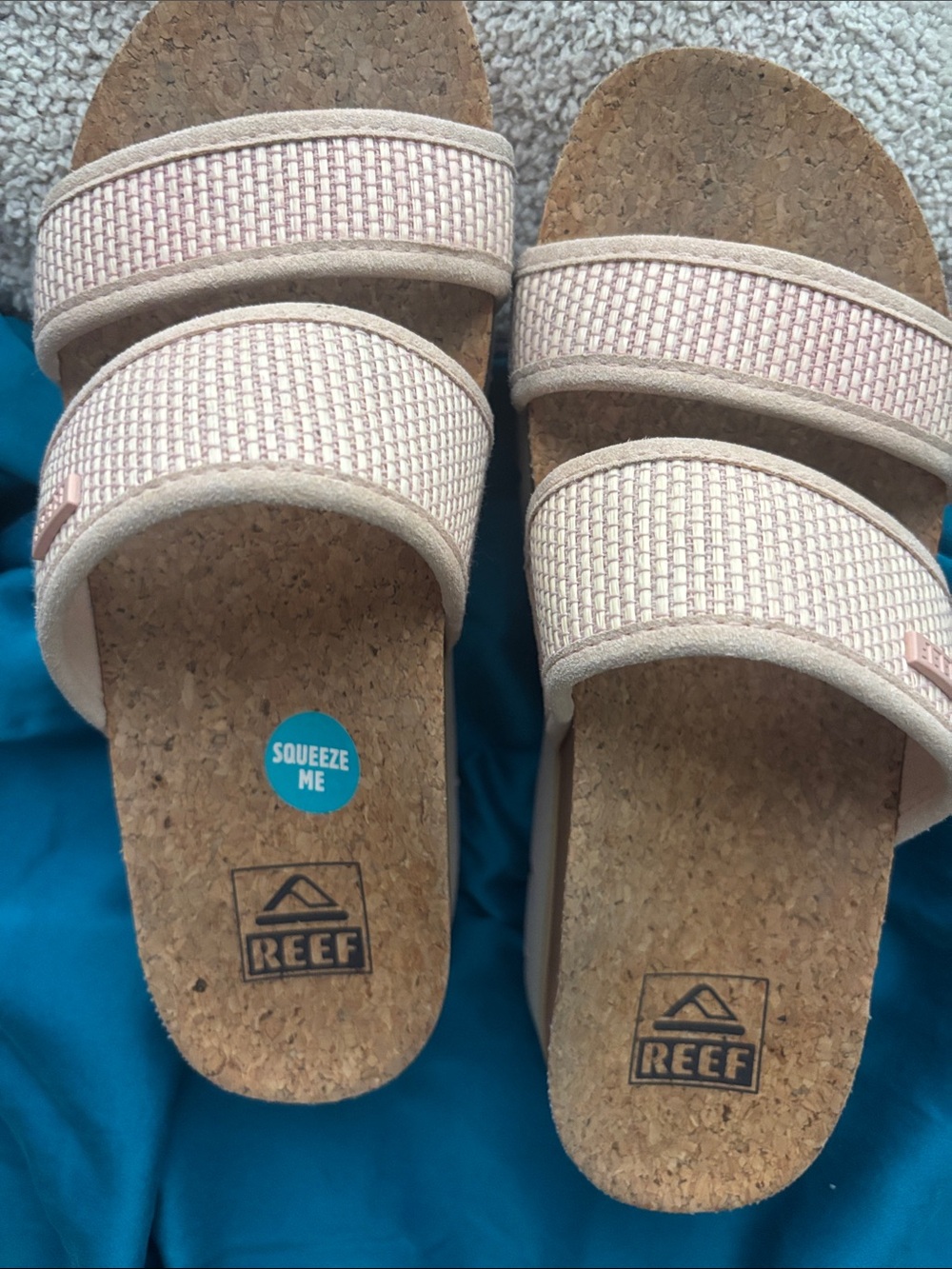 Reef Women's Blush Pink Cork Dual-Strap Slide Sandals